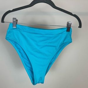 Light Blue Cheeky Cut Ribbed Swim Bottoms